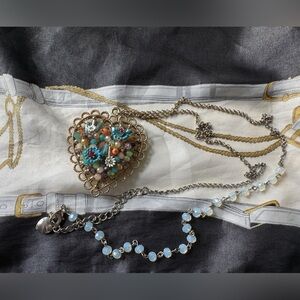 Betsey Johnson Silver and Blue Necklace with Heart Pendant